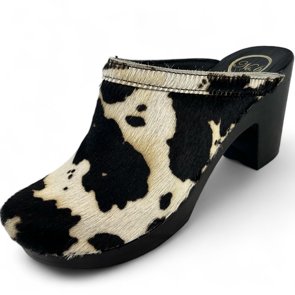 No. 6 Shoes - No. 6 Old School Black and White Cow Hair Boho Coastal Cowgirl Clogs 39 US 7.5